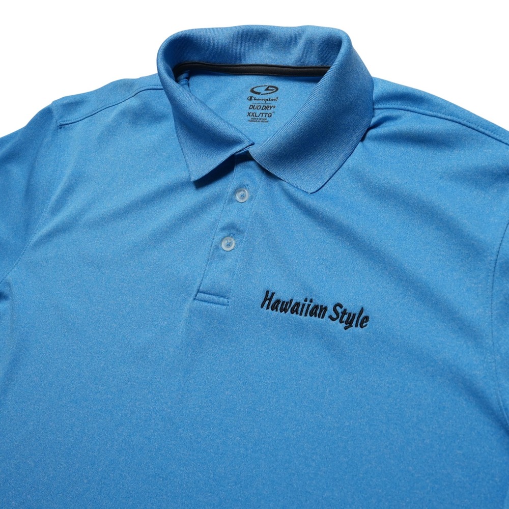 Champion Polo‎ Mens XXL Blue Hawaiian Style Duo Dry Performance Shirt